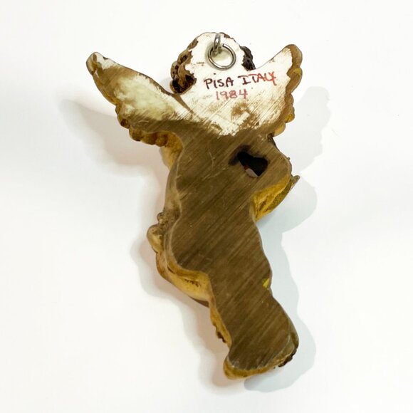 Vintage Gold Gilt Cherub Angel Wall Hangings Set Of 2 Pisa Italy 3" x 5.5" - Picture 9 of 9